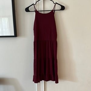 Cotton tiered maroon dress